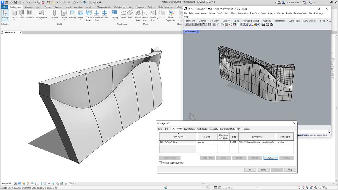 Rhino file being linked into Autodesk Revit