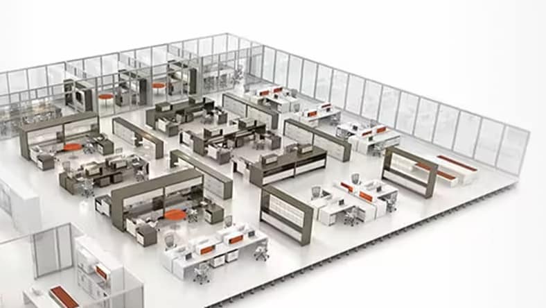 A 3d model of a floor plan